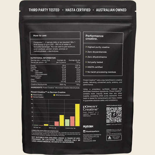 Switch Nutrition - Purest Creatine Monohydrate Perform (HASTA Certified)