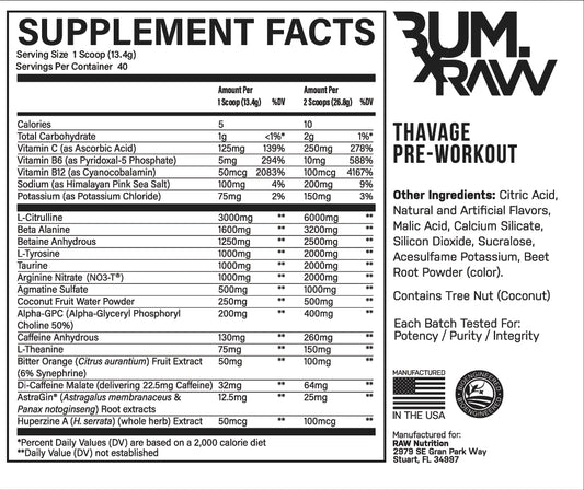 RAW Nutrition - BUM Thavage Pre-Workout