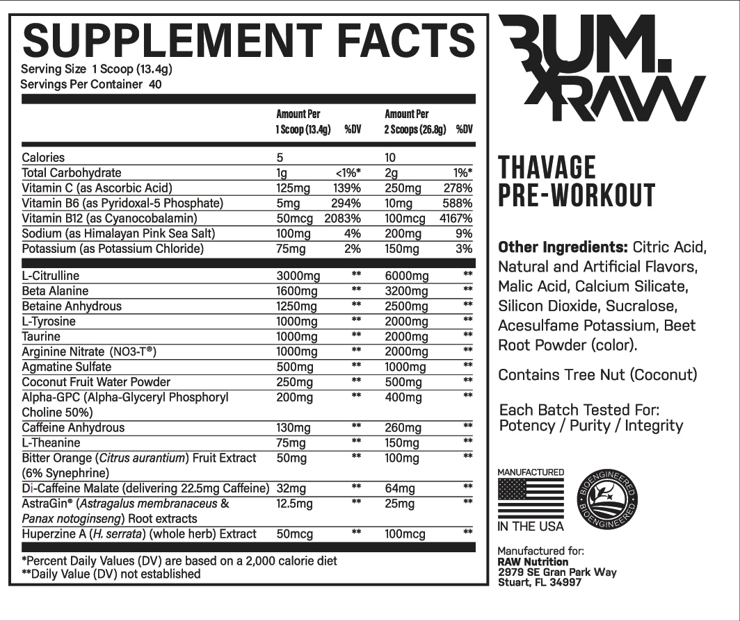 RAW Nutrition - BUM Thavage Pre-Workout