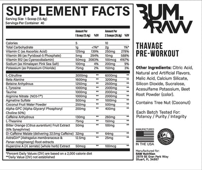 RAW Nutrition - BUM Thavage Pre-Workout